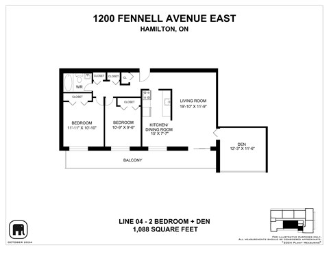 Floor plan for 2 beds, 1 bath